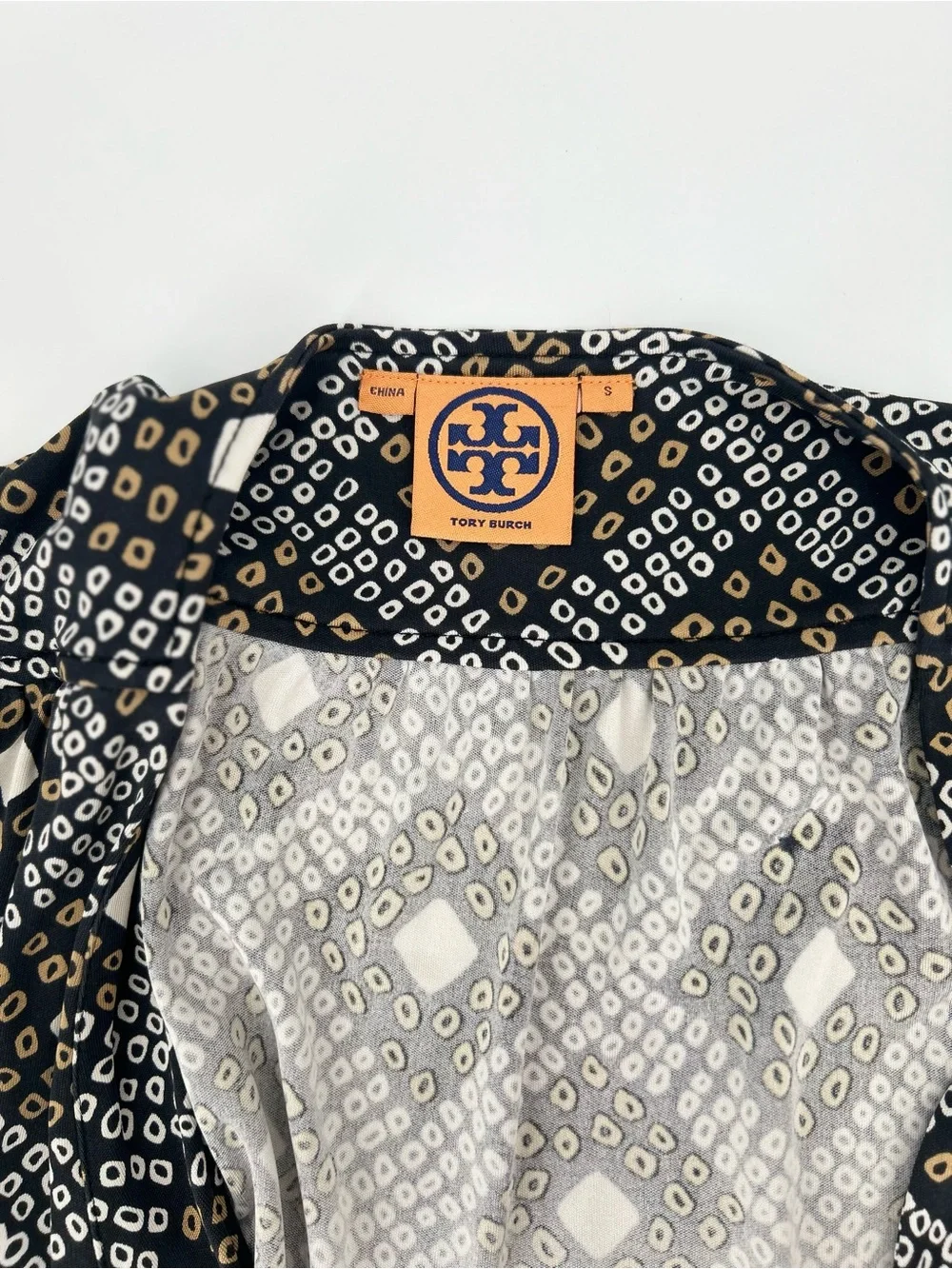 Tory Burch 100% Silk Sleeveless Wrap Dress Geometric EUC Small